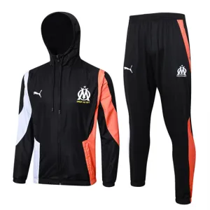 Winddichter Kapuzen-Tracksuits von Olympique de Marseille 2024/25 - Schwarz