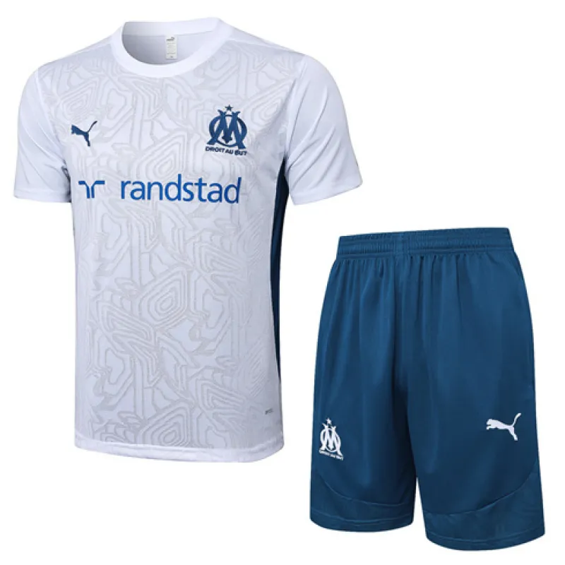 Camiseta de entrenamiento + pantalones cortos de Olympique de Marseille para 2024/25 - Blanco
