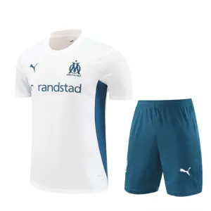 Camiseta de entrenamiento + pantalones cortos para niños de Olympique de Marseille para 2024/25 - Blanco