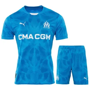 Set de camiseta y pantalones cortos de portero 2024/25 azules para niños de Marsella