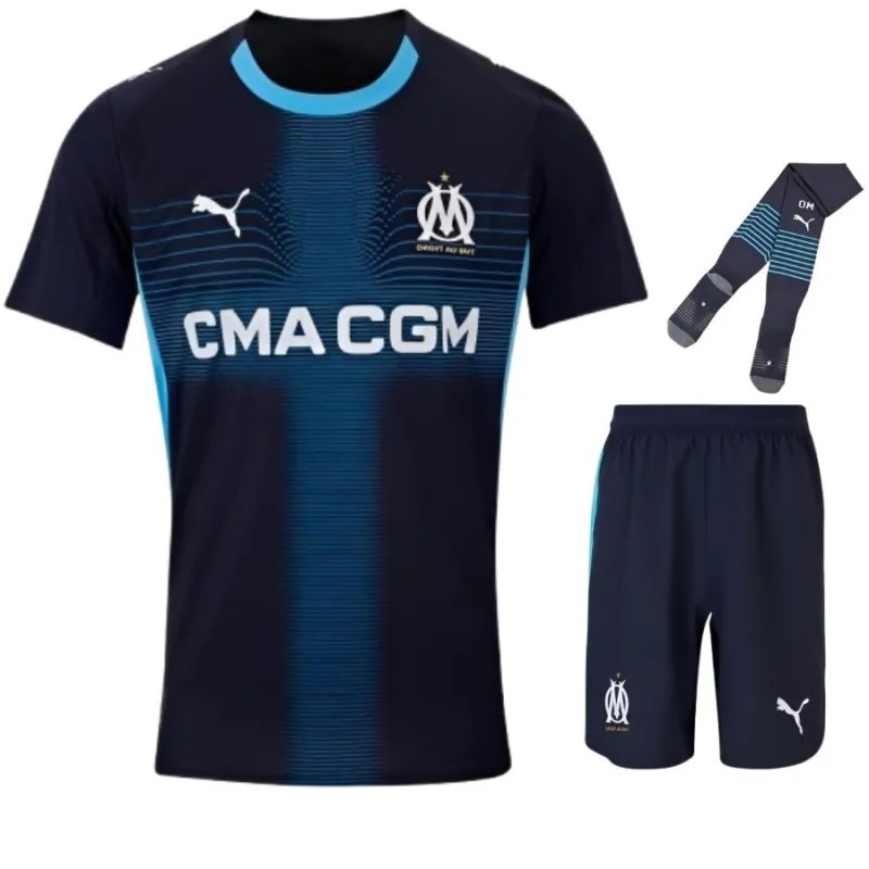 Olympique de Marseille 2025/26 Kinder-Auswärts-Kit - Blau