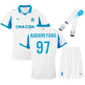 OM AUBAMEYANG Ensemble de maillot domicile pour enfants 2025/26 - Blanc