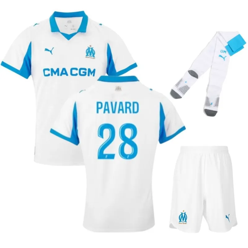 Marseille PAVARD 2025/26 Camiseta Local Infantil - Blanca