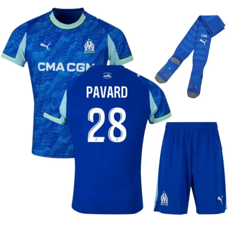 Marseille PAVARD 2025/26 Third Kids Kit - Blue