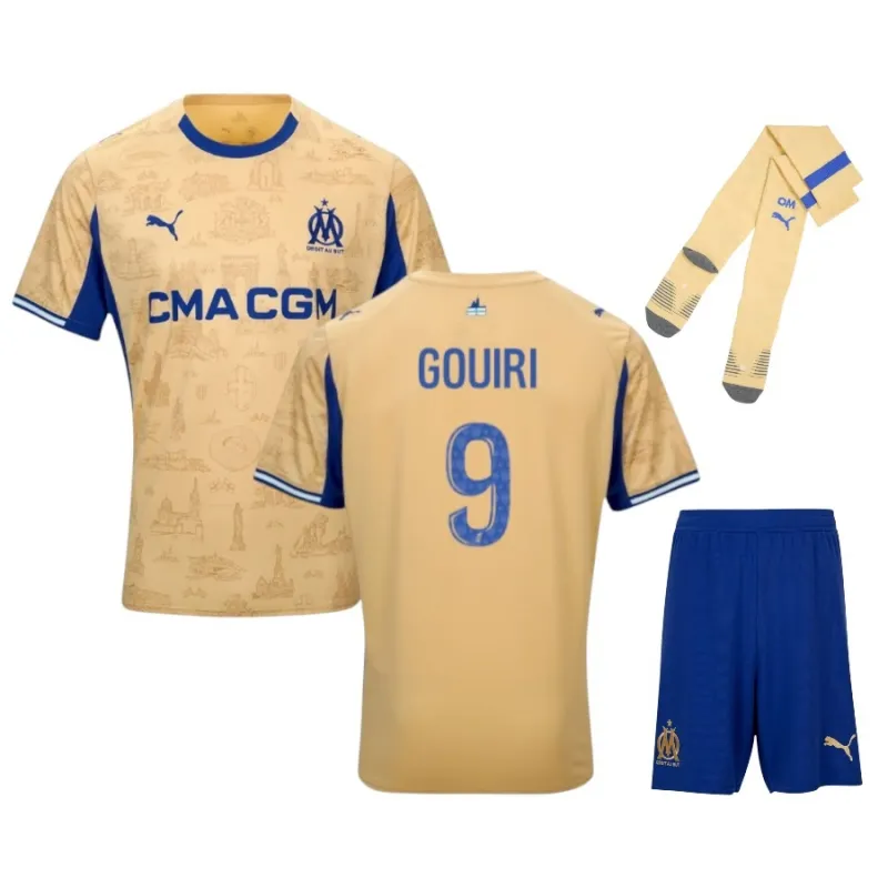 Marseille GOUIRI 2025/26 Kinder viertes Trikot Set - Beige