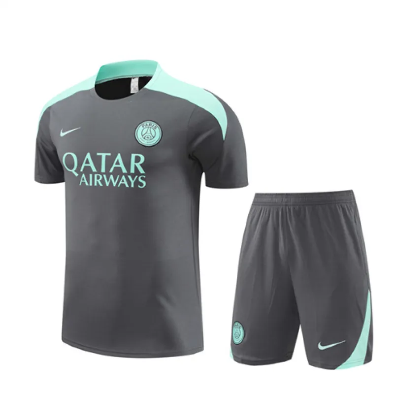 Camiseta de entrenamiento + pantalones cortos flockados de Paris Saint-Germain 2024/25 - Gris