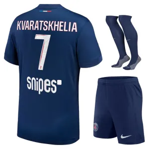 Set del kit de casa 2024/25 para niños de Paris Saint - Germain que viste Khvicha Kvaratskhelia - Azul​