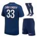 Set del kit de casa 2024/25 para niños de Paris Saint - Germain que viste Warren Zaire - Emery - Azul​