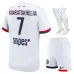 Set del kit de fuera de casa 2024/25 para niños de Paris Saint - Germain que viste Khvicha Kvaratskhelia - Blanco​