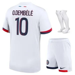 Set del kit de fuera de casa 2024/25 para niños de Paris Saint - Germain que viste Ousmane Dembélé - Blanco​