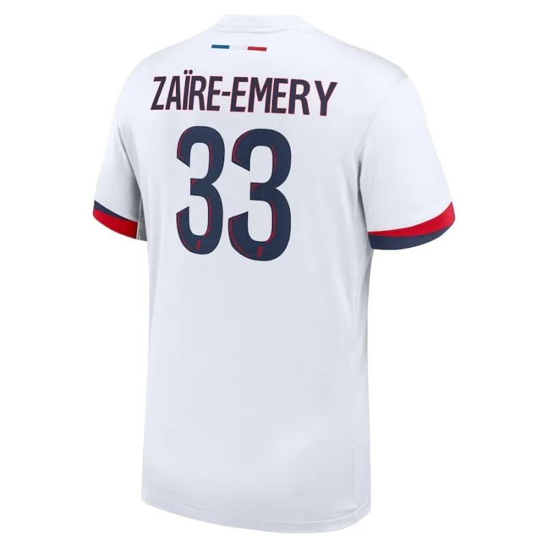 Set del kit de fuera de casa 2024/25 para niños de Paris Saint - Germain que viste Warren Zaire - Emery - Blanco