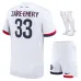 Set del kit de fuera de casa 2024/25 para niños de Paris Saint - Germain que viste Warren Zaire - Emery - Blanco