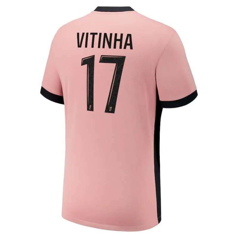 Set del tercer kit para niños de Paris Saint - Germain 2024/25 que viste Vitinha - Rosa​