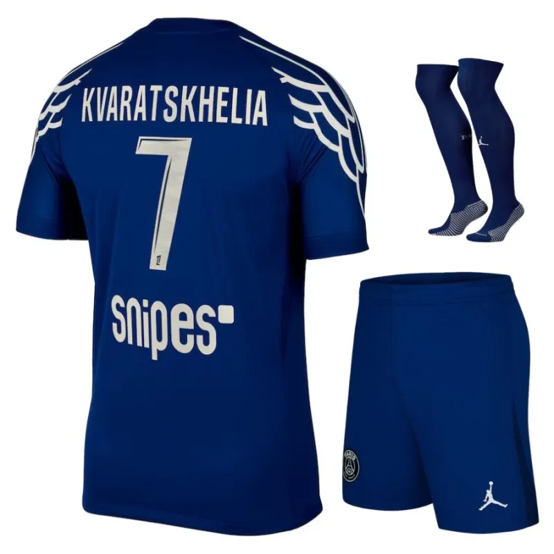 Paris Saint - Germain 2024/25 Vierter Kinderstrikot - Set - Blau von Khvicha Kvaratskhelia