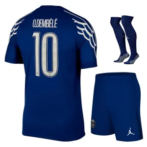 Set del cuarto kit para niños de Paris Saint - Germain 2024/25 que viste Ousmane Dembélé - Azul