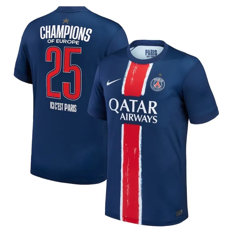 Paris Saint-Germain Camiseta de casa UCL Champions jugador 2025 con una estrella- Azul