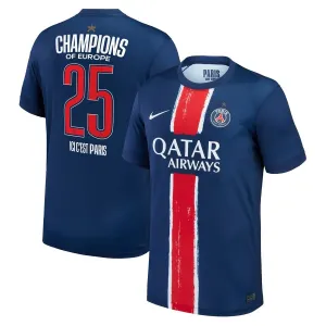 Paris Saint-Germain Camiseta de casa UCL Champions 2025 para niños con una estrella- Azul