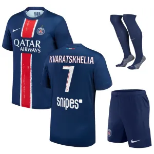 Paris Saint - Germain KVARATSKHELIA 2024/25 Camiseta - traje infantil de casa con una estrella- Azul