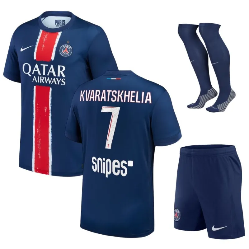 Paris Saint - Germain KVARATSKHELIA 2024/25 Camiseta - traje infantil de casa con una estrella- Azul