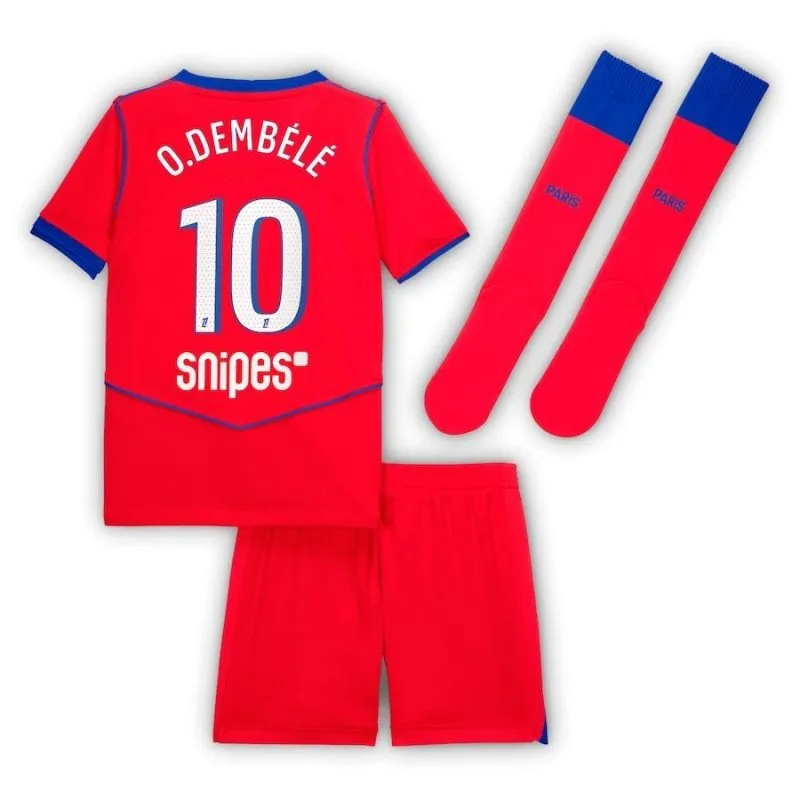 Paris Saint-Germain O.DEMBELE Conjunto Tercera Camiseta Infantil 2025/26 - Roja