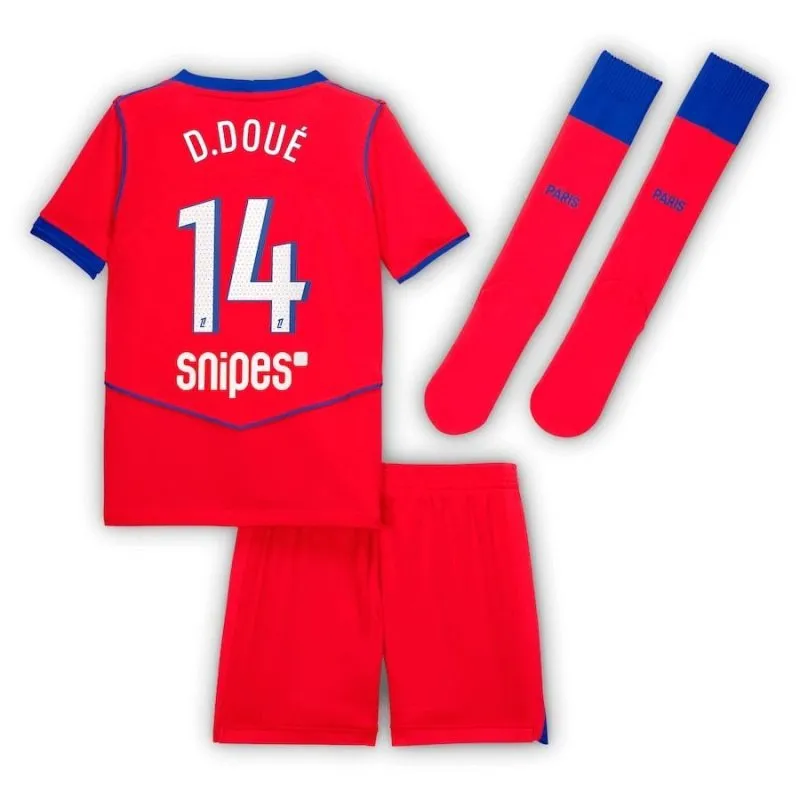 Paris Saint-Germain D.DOUE Set Terza Maglia Bambino 2025/26 - Rossa