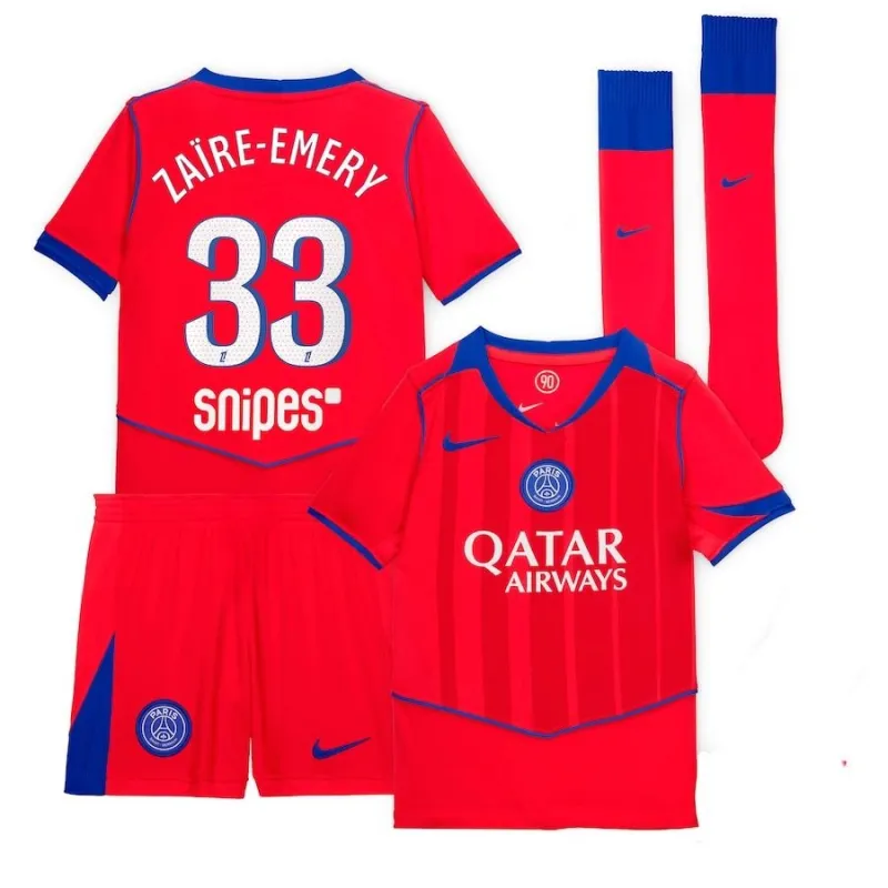Paris Saint-Germain ZAIRE-EMERY Conjunto Tercera Camiseta Infantil 2025/26 - Roja