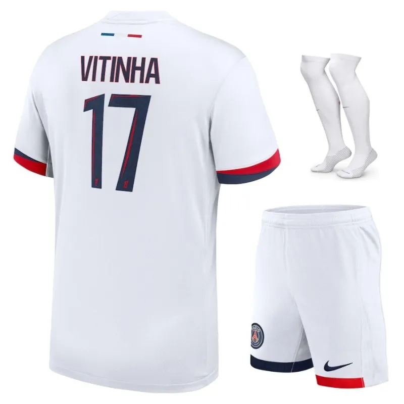 Paris Saint-Germain VITINHA 2025/26 Camiseta de visitante niños - Blanca