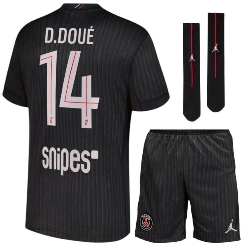 Paris Saint-Germain  D.DOUÉ 2025/26 Conjunto infantil cuarto - Negro