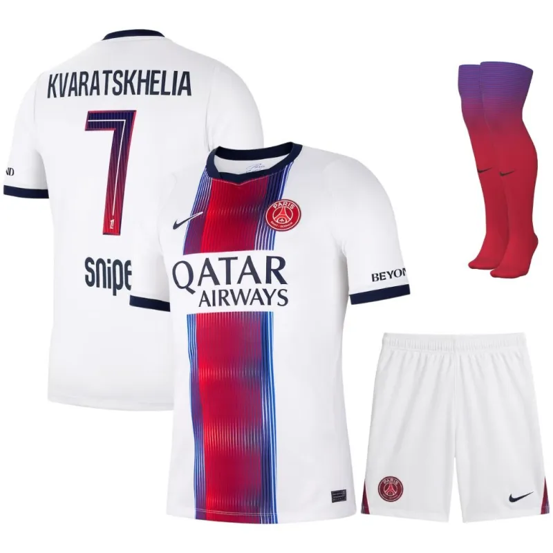 Camiseta Conjunto Infantil Visitante PSG 2026/27 KVARATSKHELIA