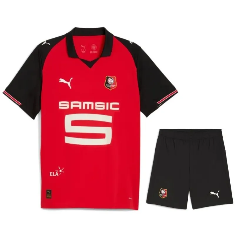 Rennes 2025/26 Heim-Kinder-Trikot + Shorts - Rot