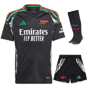Arsenal 2024/25 Kinder Auswärtstrikot Fan-Version Schwarz Set