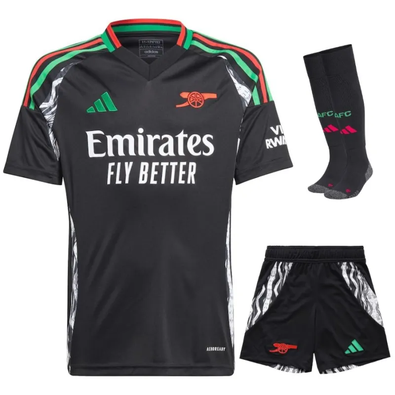 Kit maillot d'équipe extérieur enfant d'Arsenal 2024/25 - Version supporter - Noir