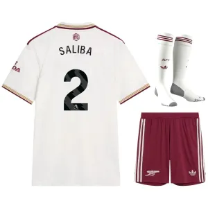 Arsenal SALIBA 2025/26 Conjunto de tercera camiseta para niños - Blanca