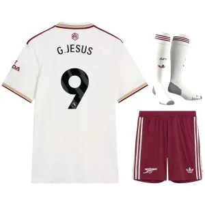 Arsenal G.JESUS 2025/26 Conjunto de tercera camiseta para niños - Blanca