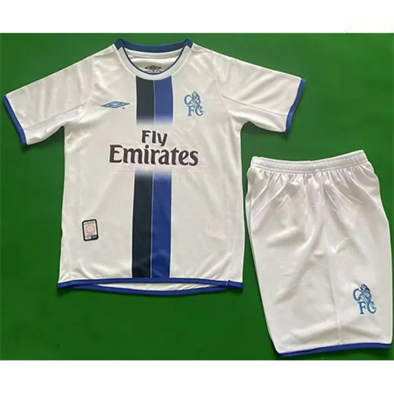 Maillot rétro d'enfant d'away de Chelsea 2003 - 05 - Blanc