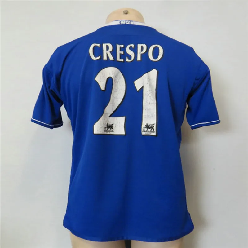 Crespo, maillot rétro de domicile de Chelsea 2003 - 05, numéro 21 - Bleu