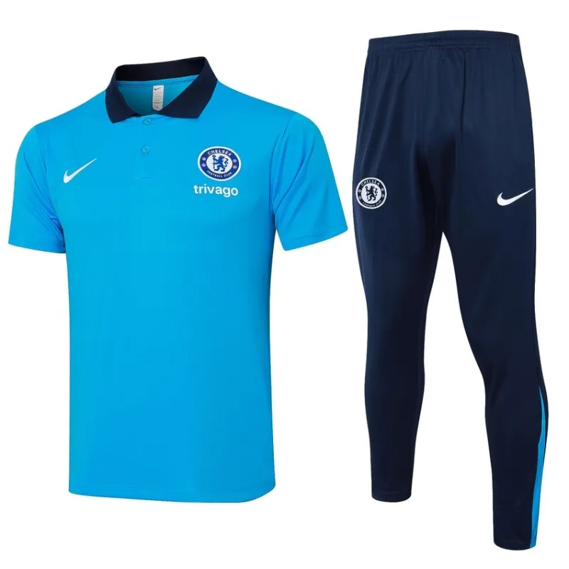 Chelsea 2024/25 Polo - Trainingsjersey + Hosen - Himmelblau