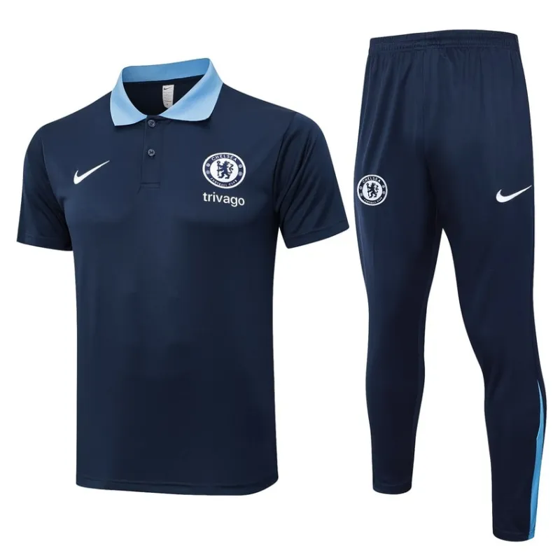 Chelsea 2024/25 Polo - Trainingsjersey + Hosen - Navyblau