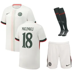 Chelsea NKUNKU 2025/26 Away Kids' Jersey Set - White