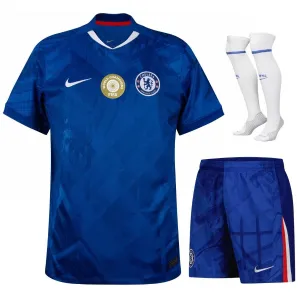 Set de camiseta infantil campeona de la Copa Mundial de Clubes de Chelsea 2025 en casa - Azul