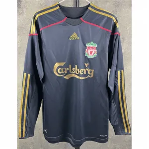 Liverpool 2009/10 Retro-Auswärts-Langarm-Trikot - Schwarz