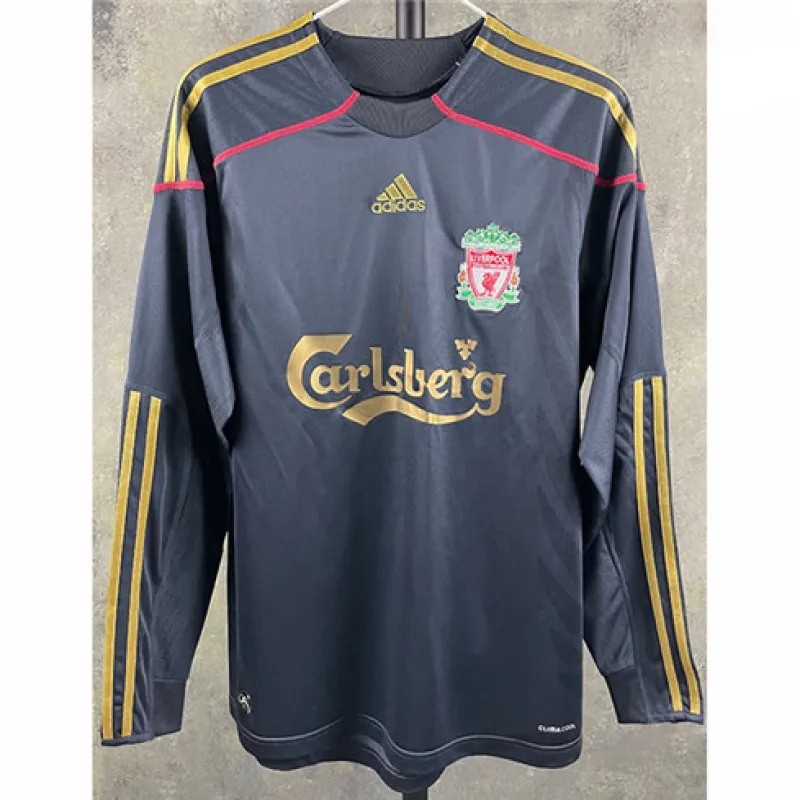 Maillot à manches longues d'extérieur rétro de Liverpool 2009/10 - Noir