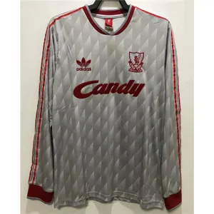 Liverpool 1989 - 91 Retro - Auswärts - Langarm - Trikot - Grau