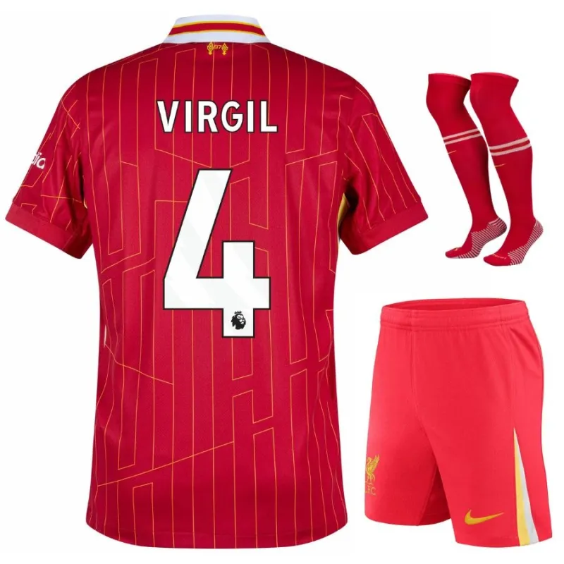 Jeu de maillots pour enfants domicile de Liverpool 2024/25 de Virgil - Rouge