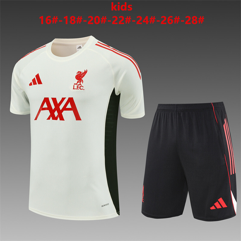 Liverpool 2025/26 Kinder Trainingsanzug Cremeweiß
