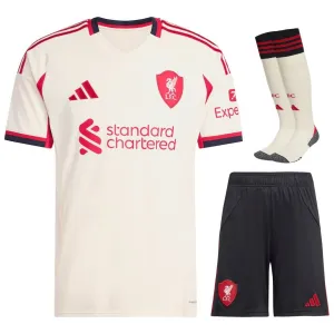 Liverpool 2025/26 Conjunto de camiseta de fuera para niños - Blanca