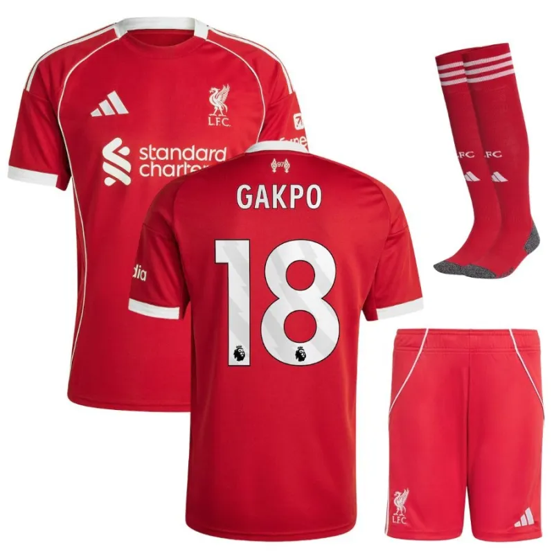 Liverpool GAKPO 2025/26 Ensemble de maillot domicile pour enfants - Rouge