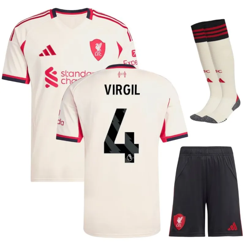 Liverpool VIRGIL 2025/26 Set di maglia away per bambini - Bianca