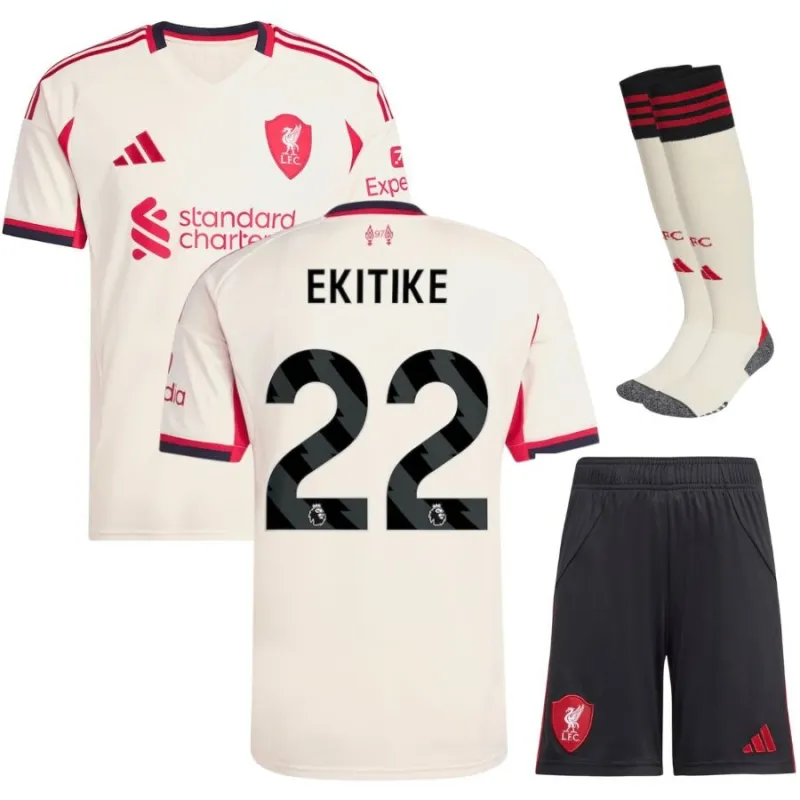 Liverpool EKITIKE 2025/26 Auswärts Kinder-Set-Trikot - Weiß