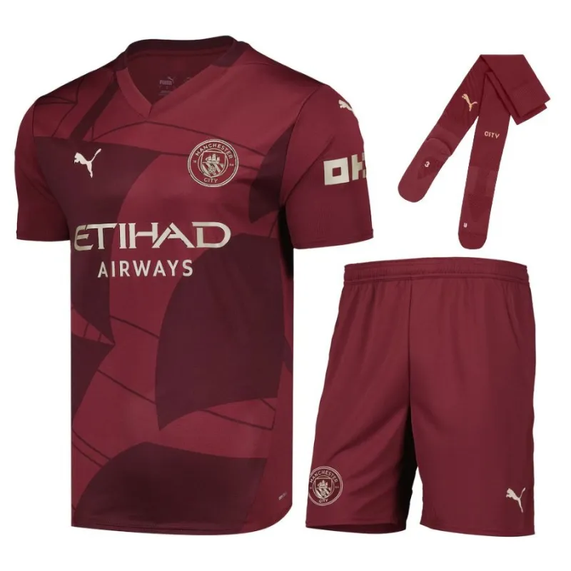 Manchester City Kinder - Dritttrikotsatz 2024/25 - Burgunderrot